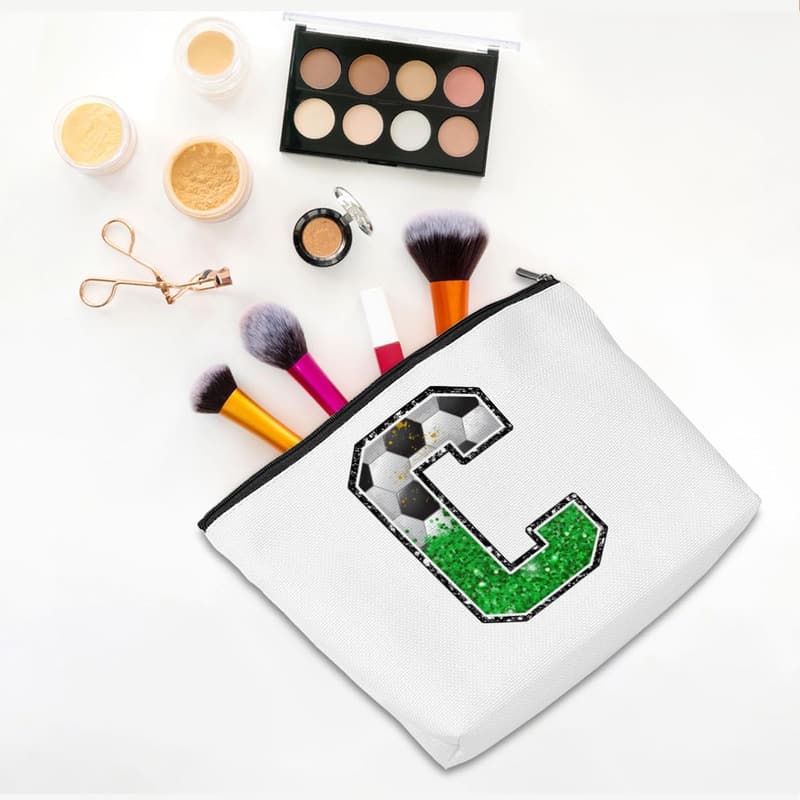Monogrammed Soccer Makeup Bag for Girls & Women