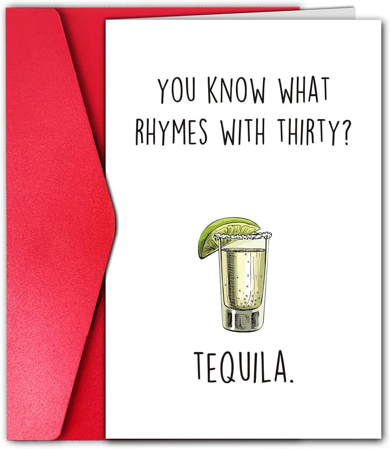30th Birthday Funny Tequila Card for Him or Her