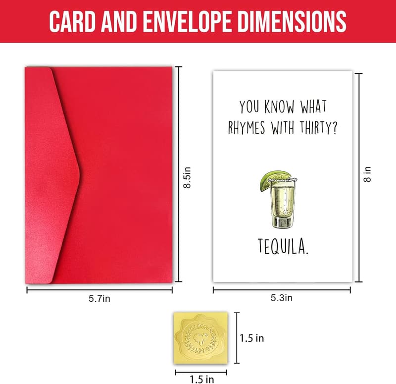 30th Birthday Funny Tequila Card for Him or Her