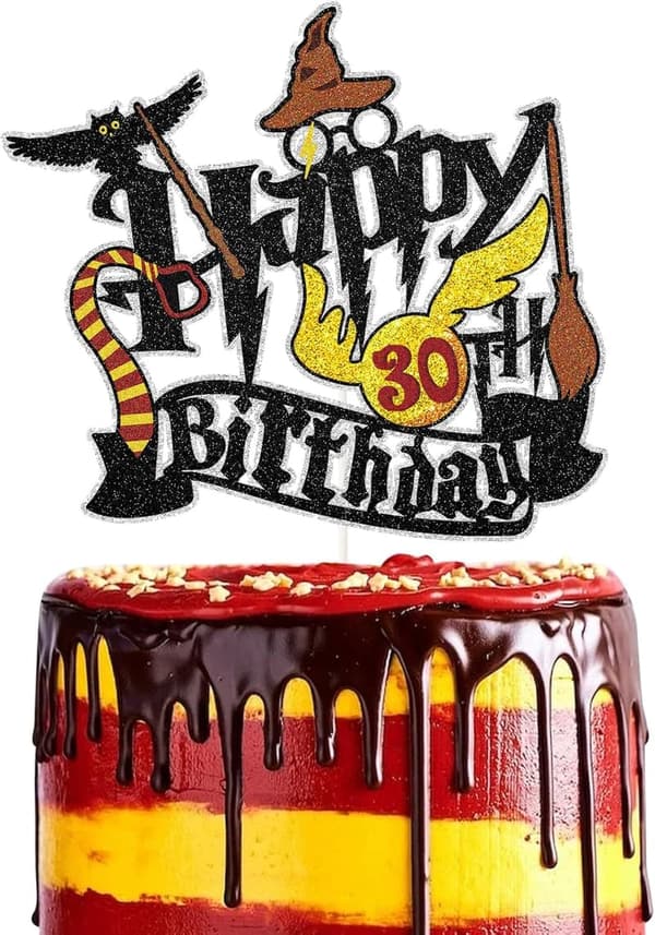 30th Birthday Wizard Cake Topper - Glitter Harry Potter Decor