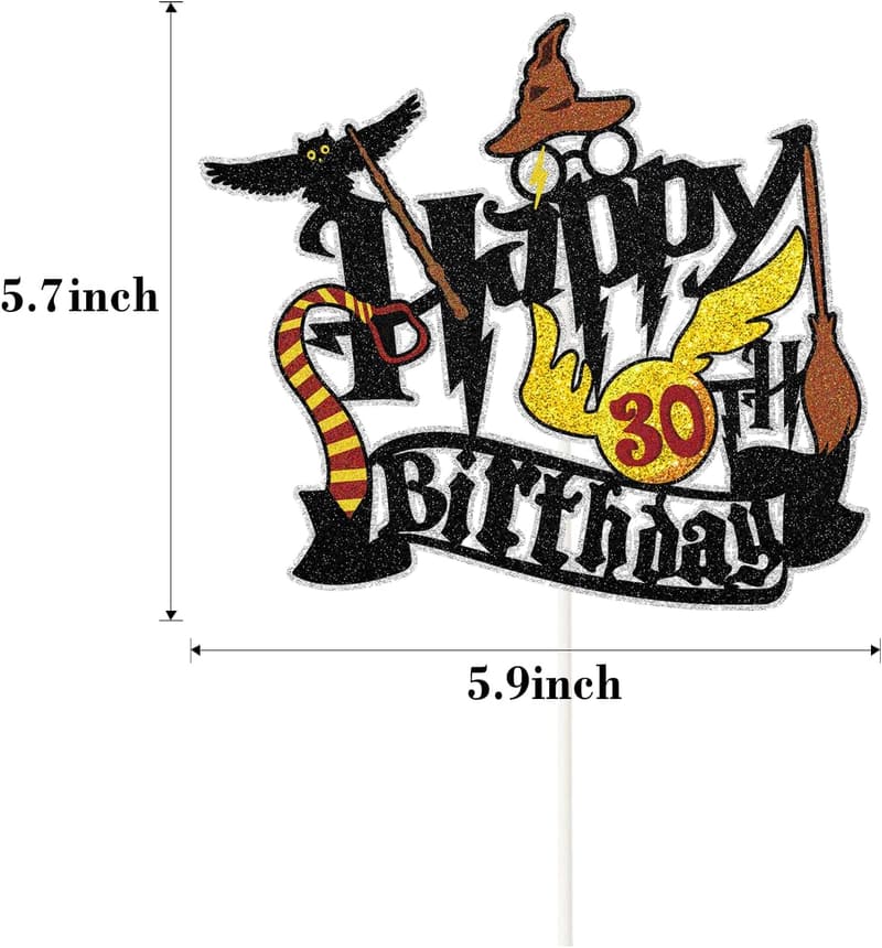 30th Birthday Wizard Cake Topper - Glitter Harry Potter Decor