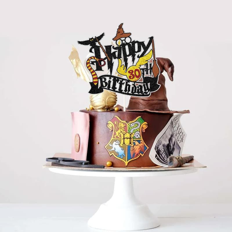 30th Birthday Wizard Cake Topper - Glitter Harry Potter Decor
