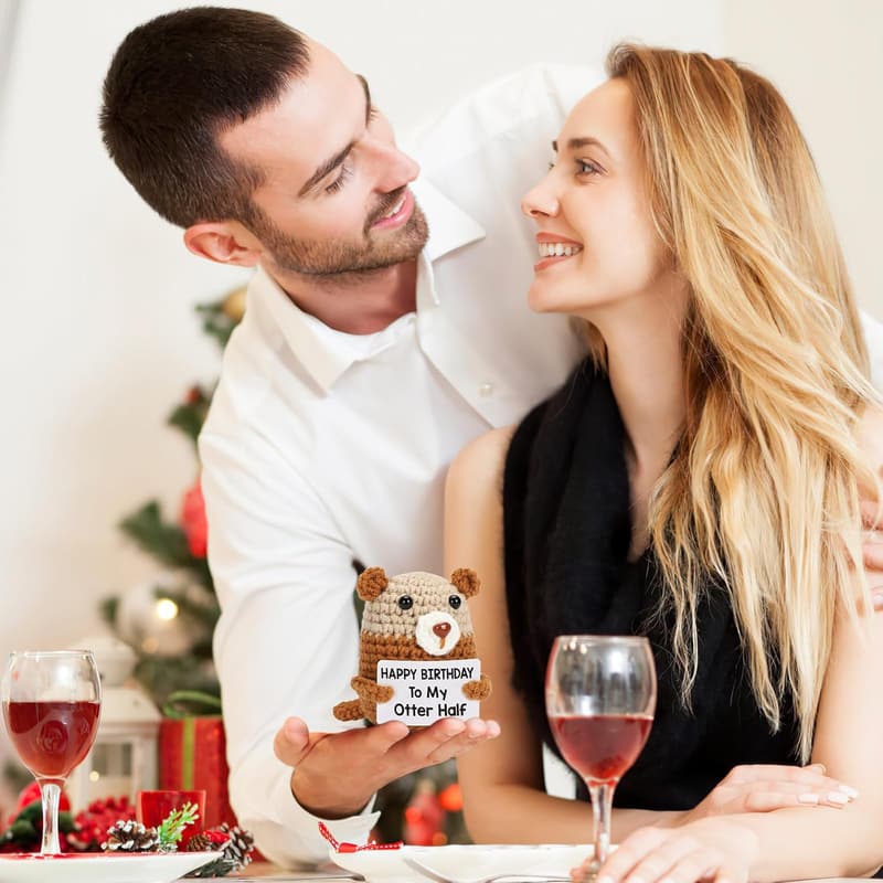 Handmade Crochet Otter Birthday Gift for Couples