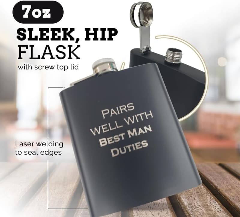 Groomsmen Proposal Gift - Personalized Flask for Best Man