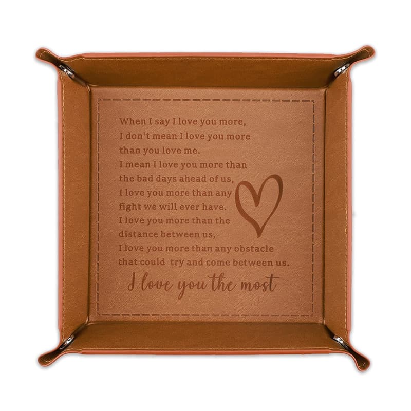 Anniversary Leather Valet Tray - Sentimental Gift for Him