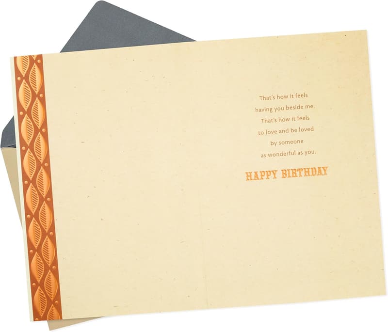 Romantic Birthday Card with Gold and Green Leaf Design