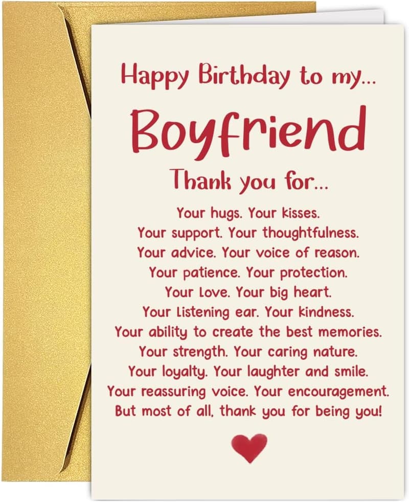 Boyfriend's Birthday Card - Cute Thank You Gift