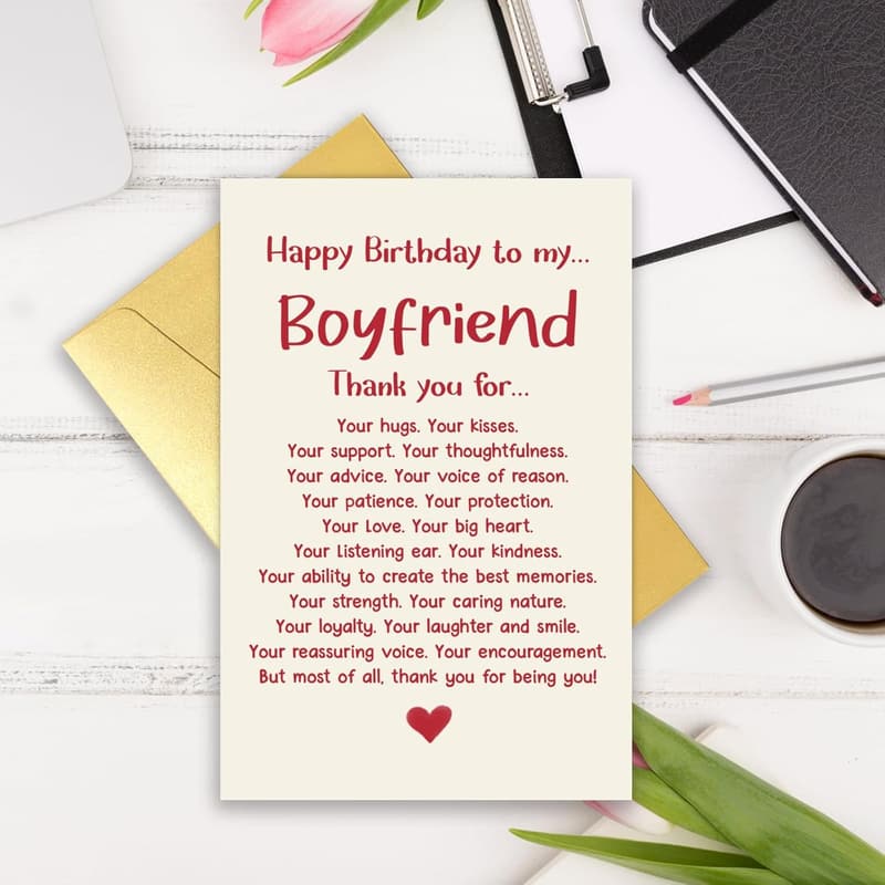 Boyfriend's Birthday Card - Cute Thank You Gift
