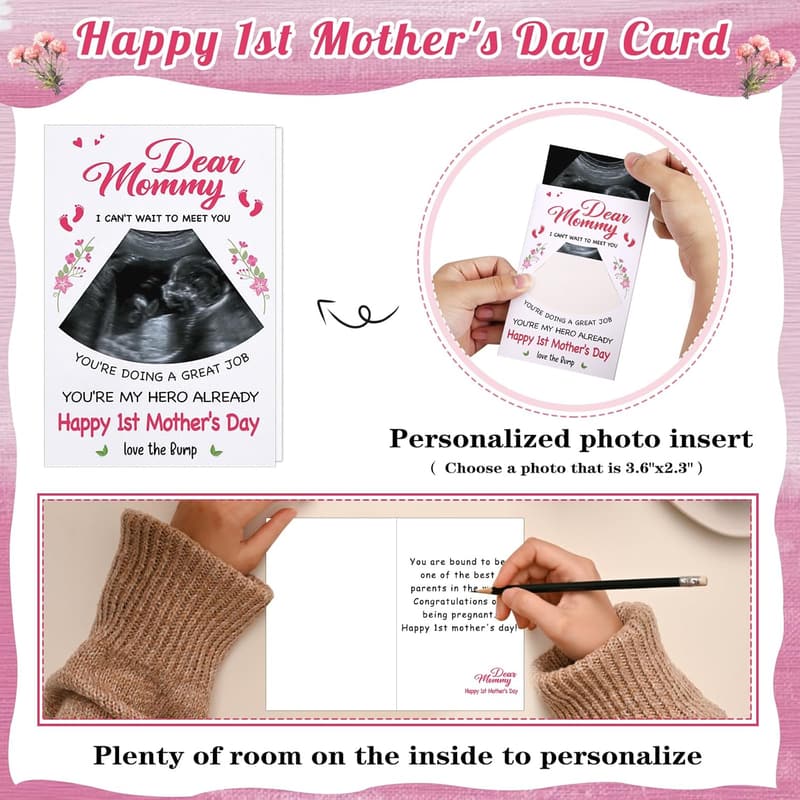 First Mother's Day Card with Photo Insert for New Moms