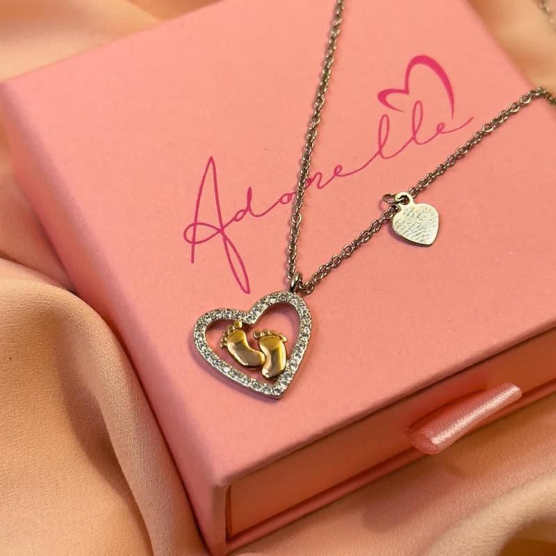 Mother's Day Heart Necklace Gift Set for New Moms