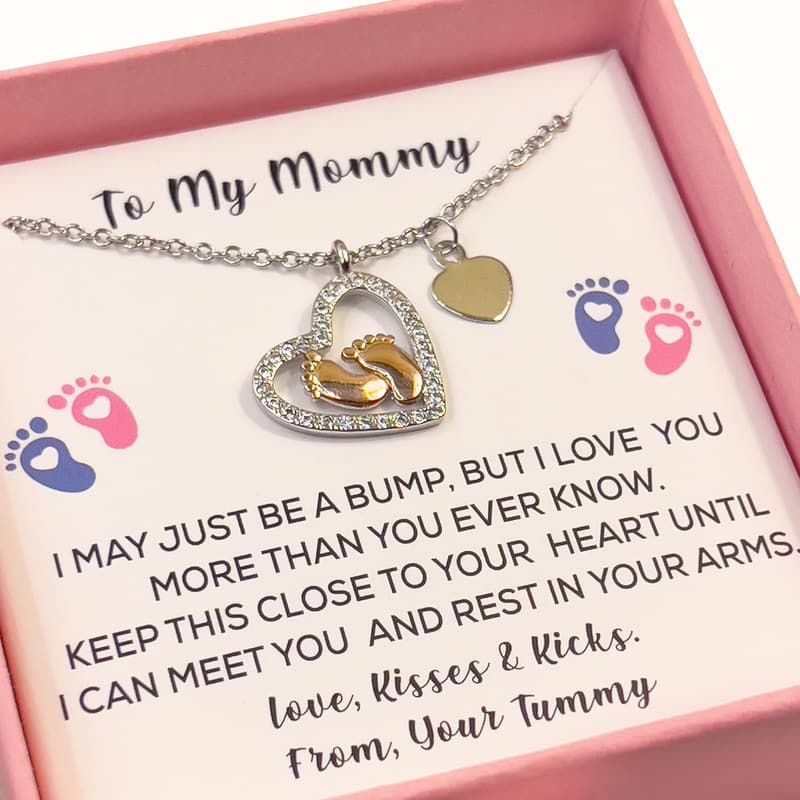 Mother's Day Heart Necklace Gift Set for New Moms