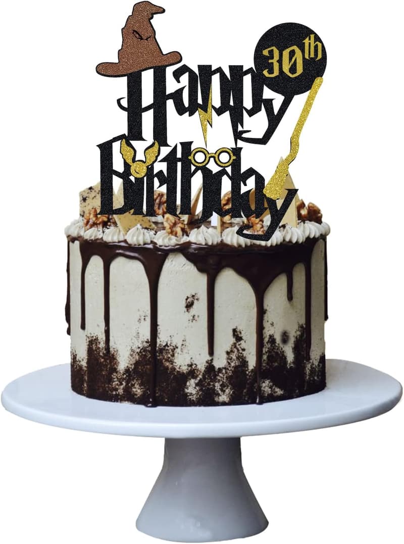 30th Birthday Wizard Cake Topper - Black Boy & Girl Decoration
