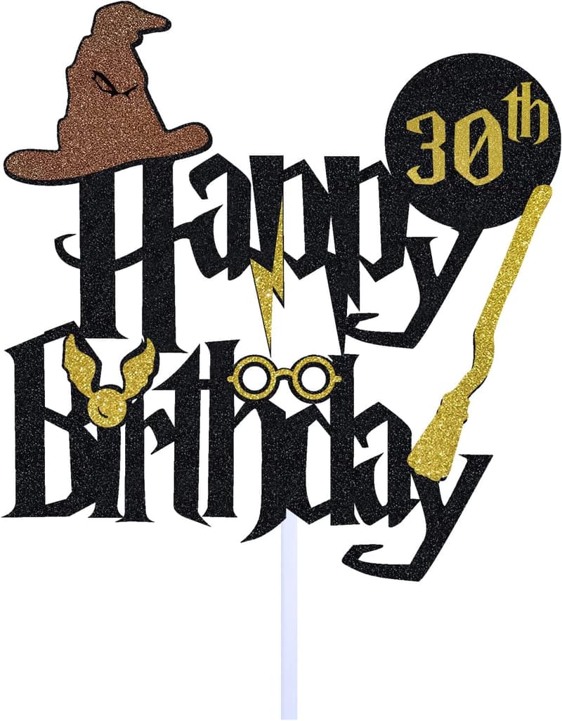30th Birthday Wizard Cake Topper - Black Boy & Girl Decoration