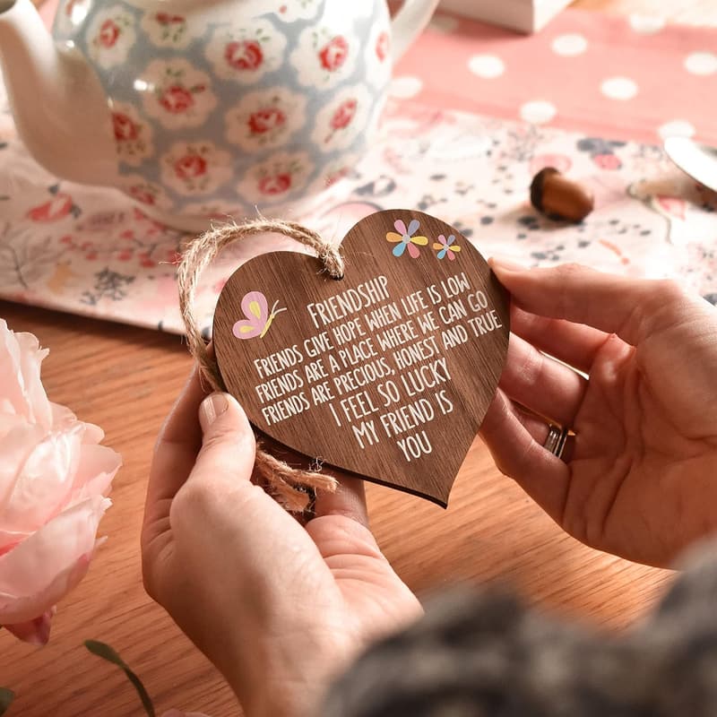 Friendship Gift: Inspirational Wooden Heart for Women