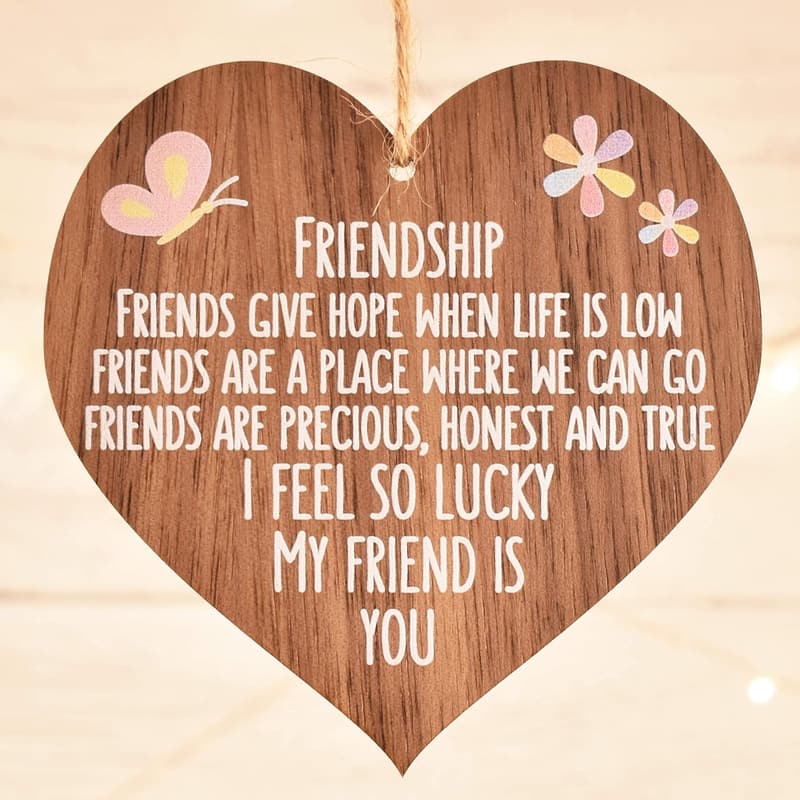 Friendship Gift: Inspirational Wooden Heart for Women