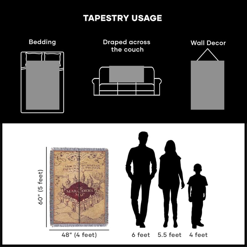 Marauders Map Woven Tapestry Throw Blanket, 48