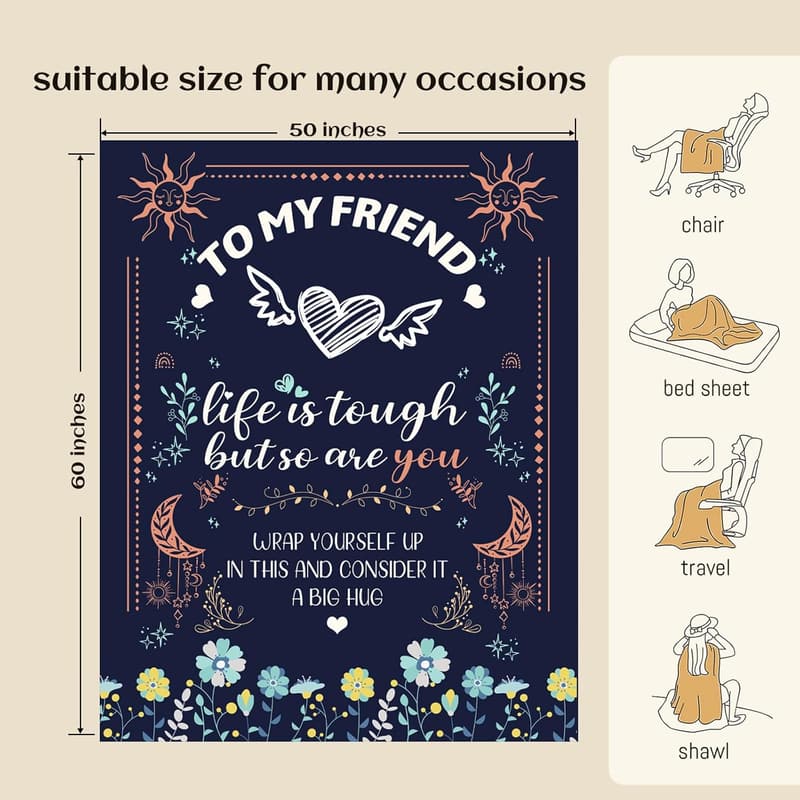 Birthday Blanket Gift for Best Friends, 50x60 Cozy Throw