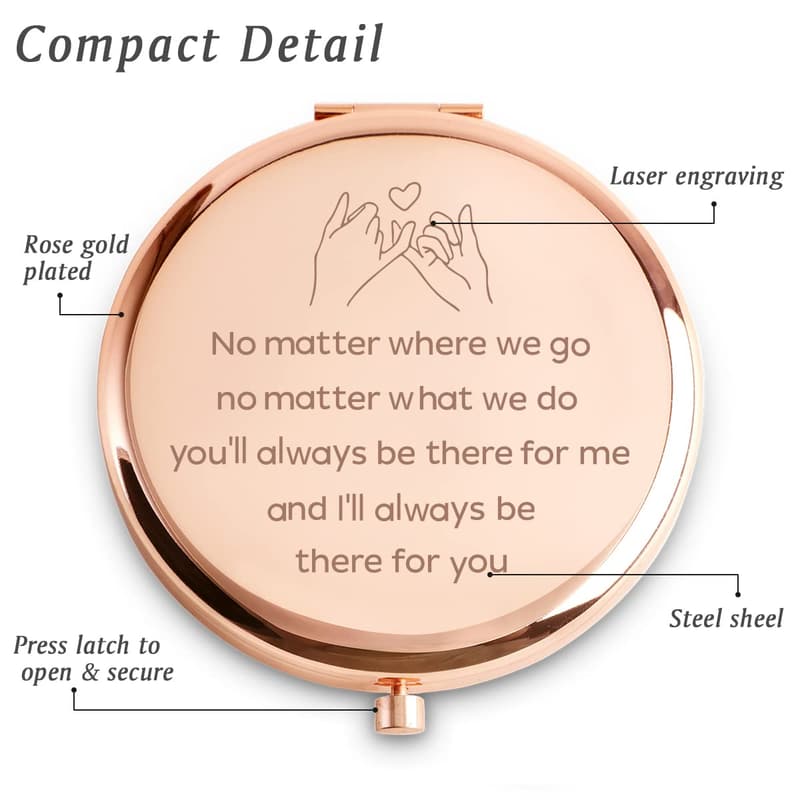 Personalized Compact Mirror for Women, Perfect Friendship Gift