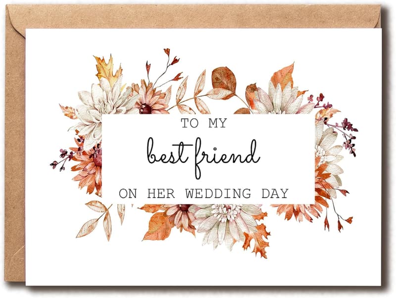 Wedding Day Greeting Card for Best Friend - Fall Floral Design