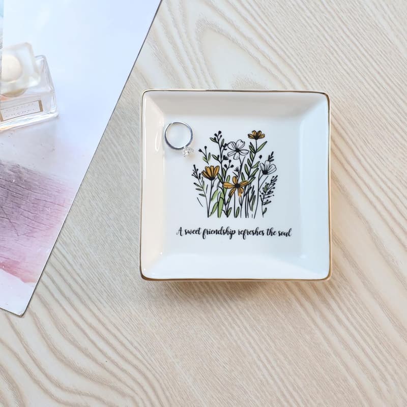 Ceramic Ring Dish for Friends - Sweet Friendship Gift