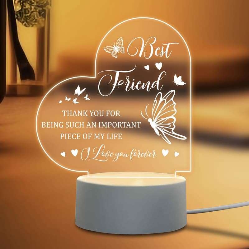 Engraved Night Light for Women's Friendship Birthday Gifts