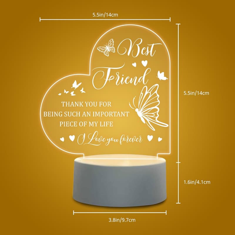 Engraved Night Light for Women's Friendship Birthday Gifts