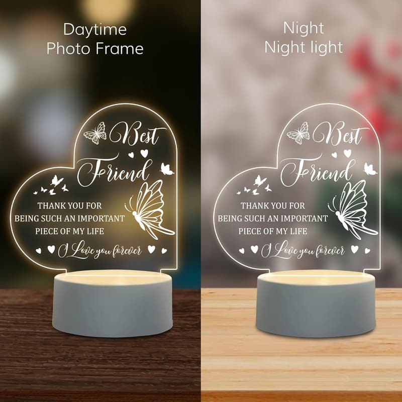 Engraved Night Light for Women's Friendship Birthday Gifts