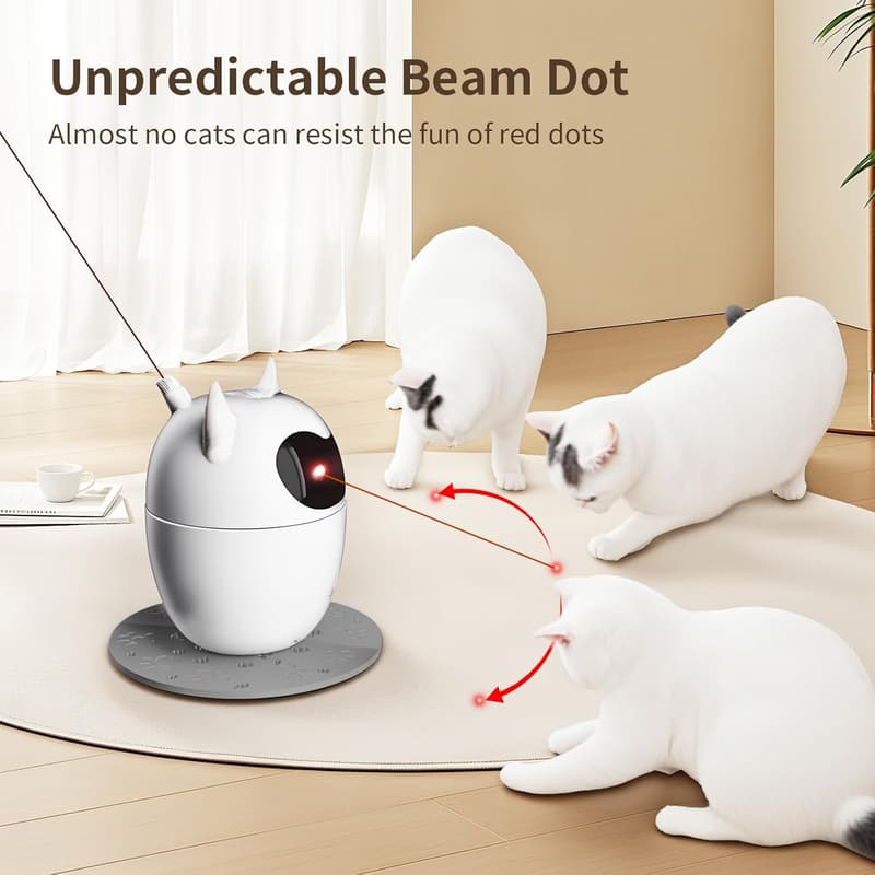 Interactive Dual-Mode Cat Laser Toy with Feather Teaser