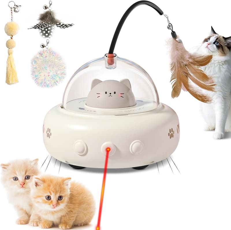 Interactive 2-in-1 Laser & Feather Cat Toy for Indoor Cats
