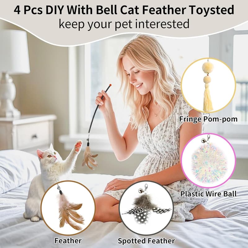 Interactive 2-in-1 Laser & Feather Cat Toy for Indoor Cats