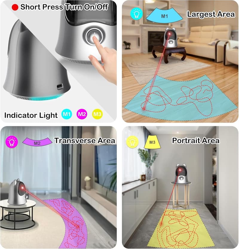 Interactive Laser Cat Toy for Indoor Pets (Silver)