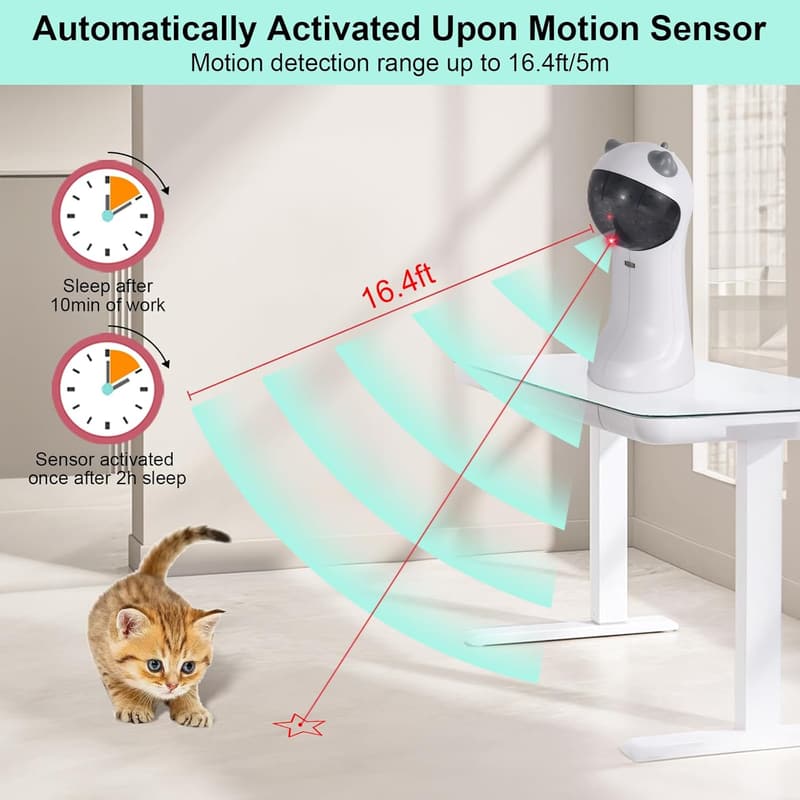 Motion-Activated Interactive Cat Toy with Rotating Red Light