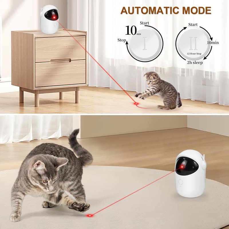 Interactive Laser Cat Toy with 3 Speed Modes and Timer