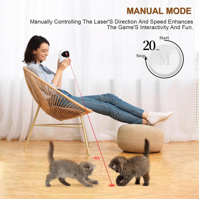 Interactive Laser Cat Toy with 3 Speed Modes and Timer