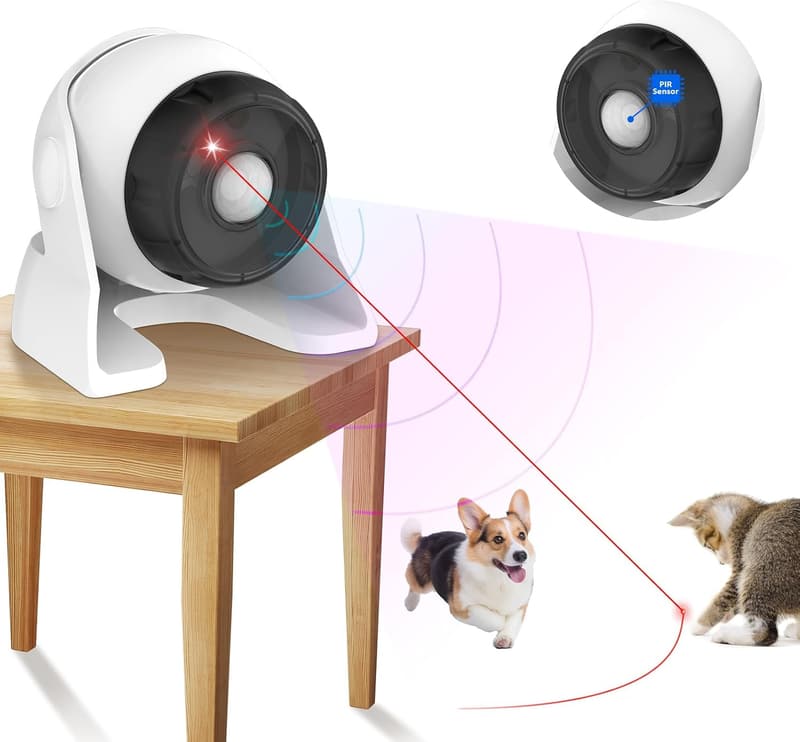 Interactive 2-in-1 Motion-Activated Laser Toy for Cats & Dogs