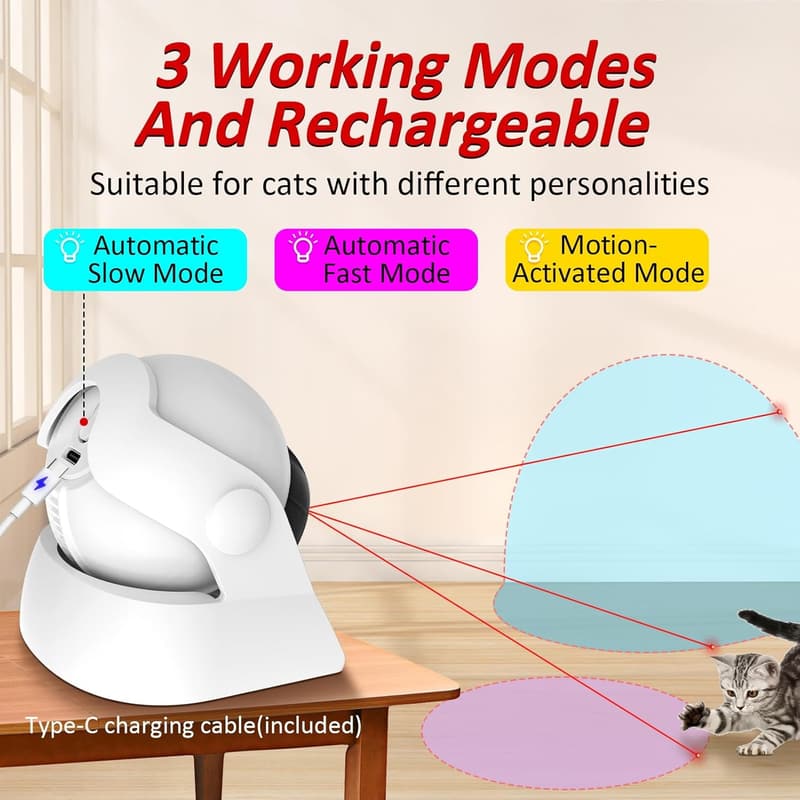 Interactive 2-in-1 Motion-Activated Laser Toy for Cats & Dogs