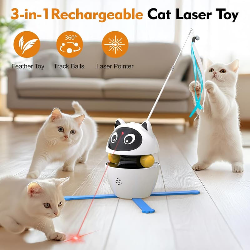 Interactive Rechargeable Cat Laser Toy with 3 Modes