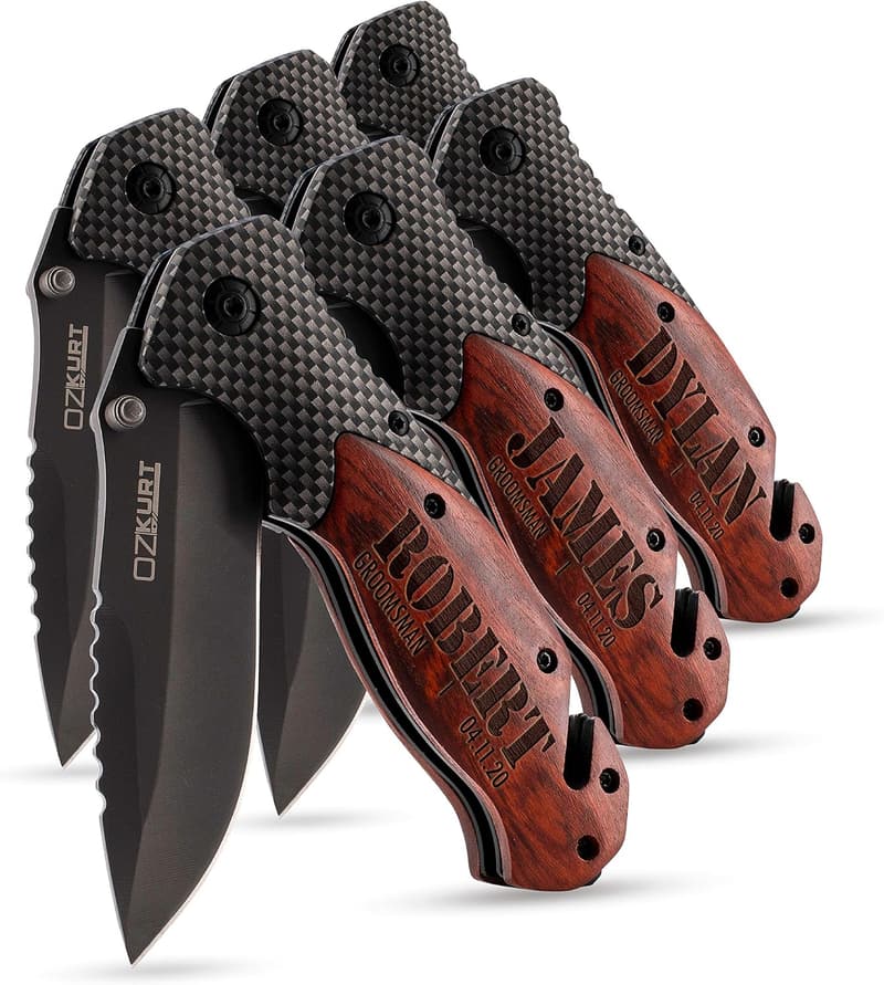 Personalized Groomsmen Pocket Knife Set for Weddings