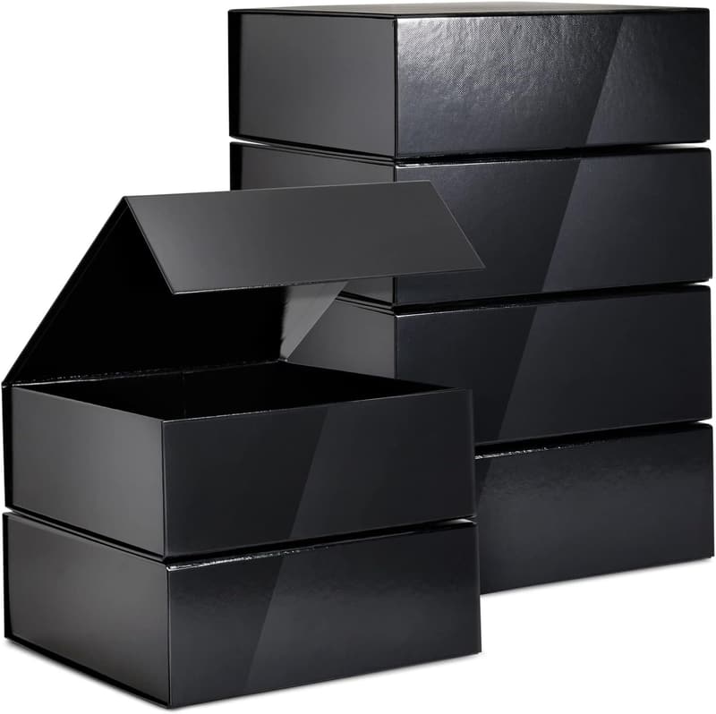 Groomsmen Proposal Boxes - Glossy Black Magnetic Set of 6
