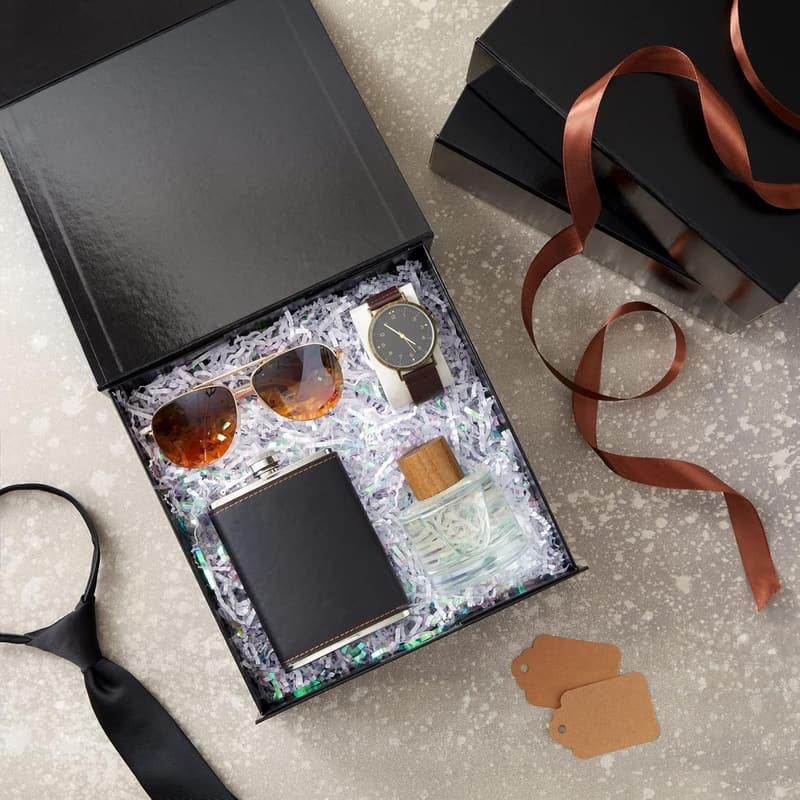Groomsmen Proposal Boxes - Glossy Black Magnetic Set of 6