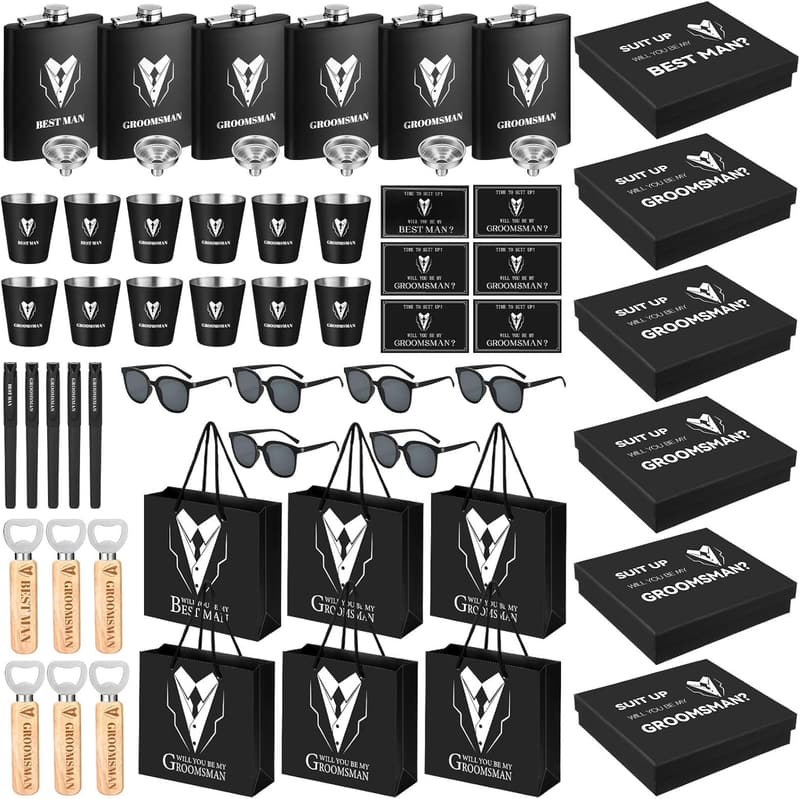 Groomsmen Gifts Set: 6 Stainless Steel Accessories for Weddings