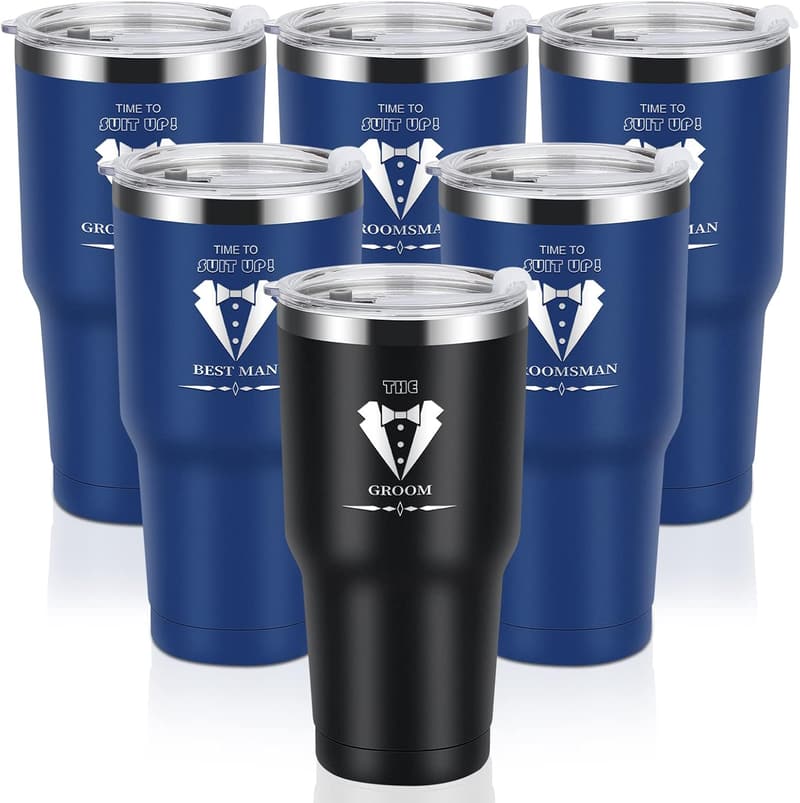 Groomsmen Gifts Set: 30oz Tumblers for Wedding & Parties
