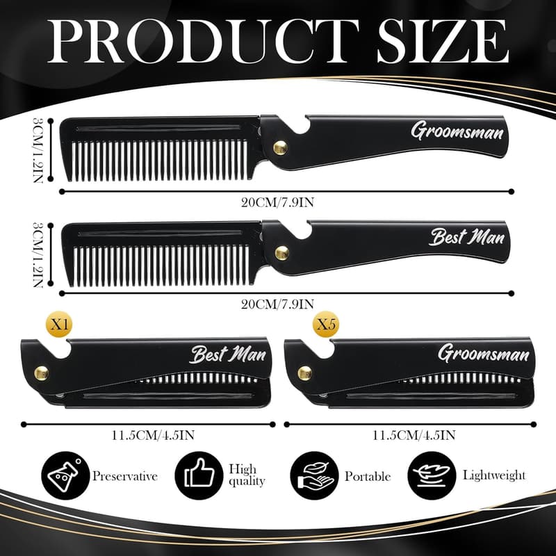 Beard Grooming Combs Set for Men – Stainless Steel (6 Pack)