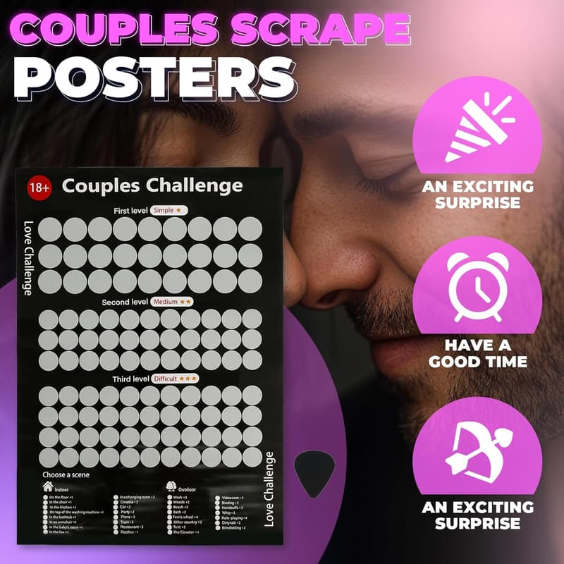Valentine's Day Scratch Off Poster for Couples - 100 Date Night Ideas