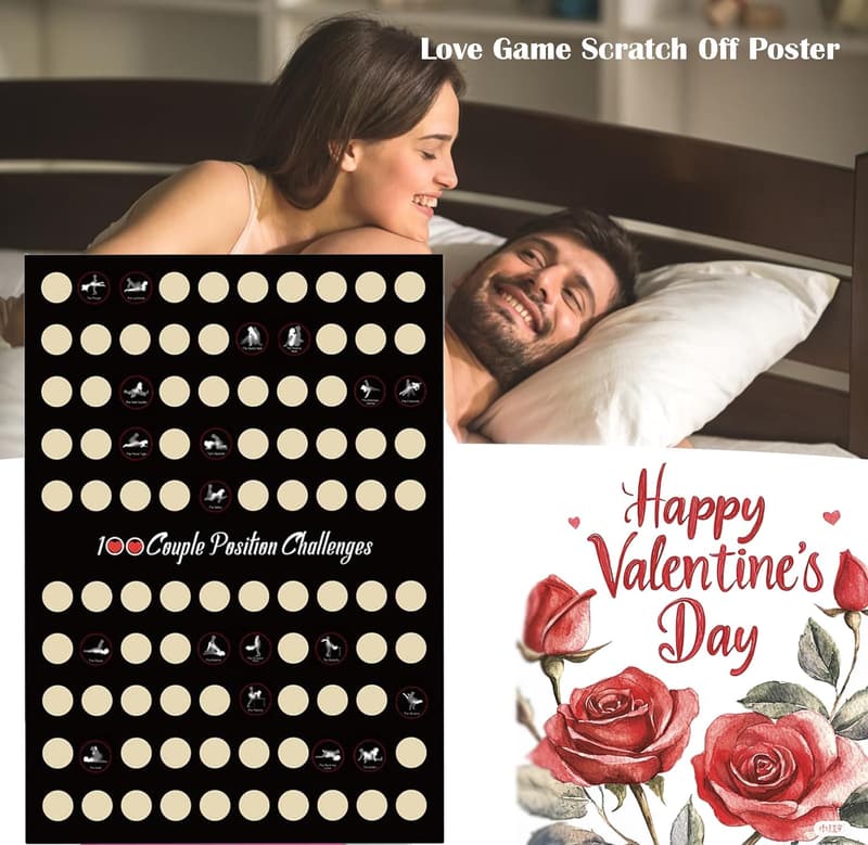 Valentine's Day Scratch-Off Poster for Couples - 100 Date Night Poses