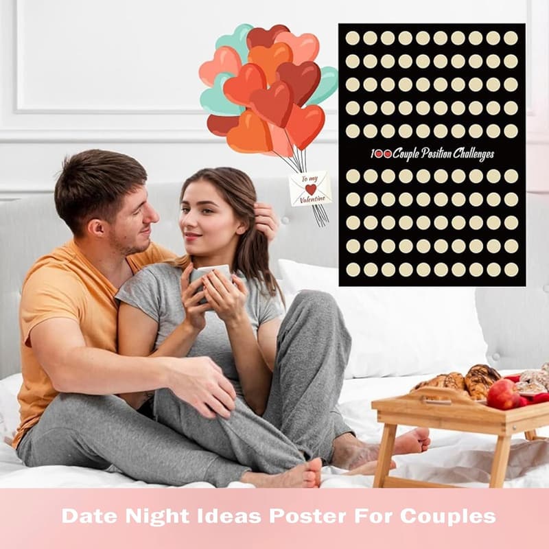 Valentine's Day Scratch-Off Poster for Couples - 100 Date Night Poses