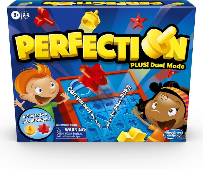 Hasbro Gaming Perfection Plus 2-Player Shape Popping Game