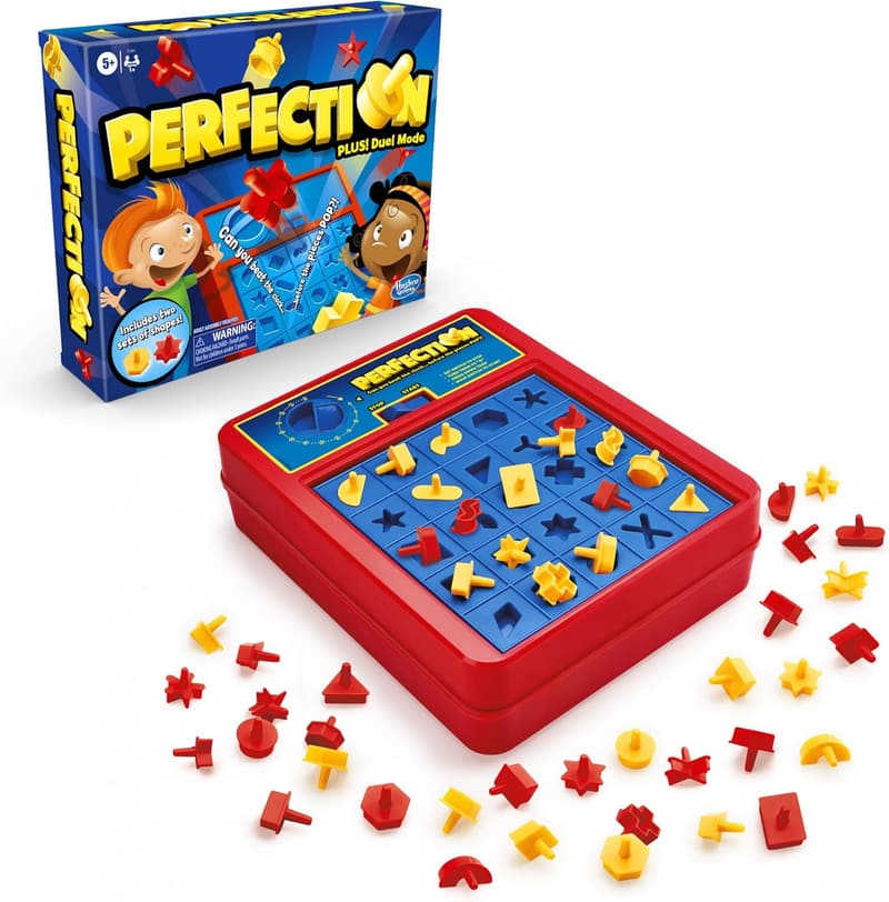 Hasbro Gaming Perfection Plus 2-Player Shape Popping Game
