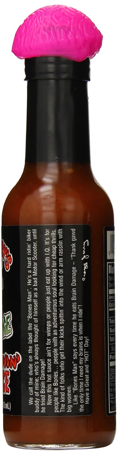 Crazy Jerry's Brain Damage Hot Sauce, 5 oz with Brain Topper