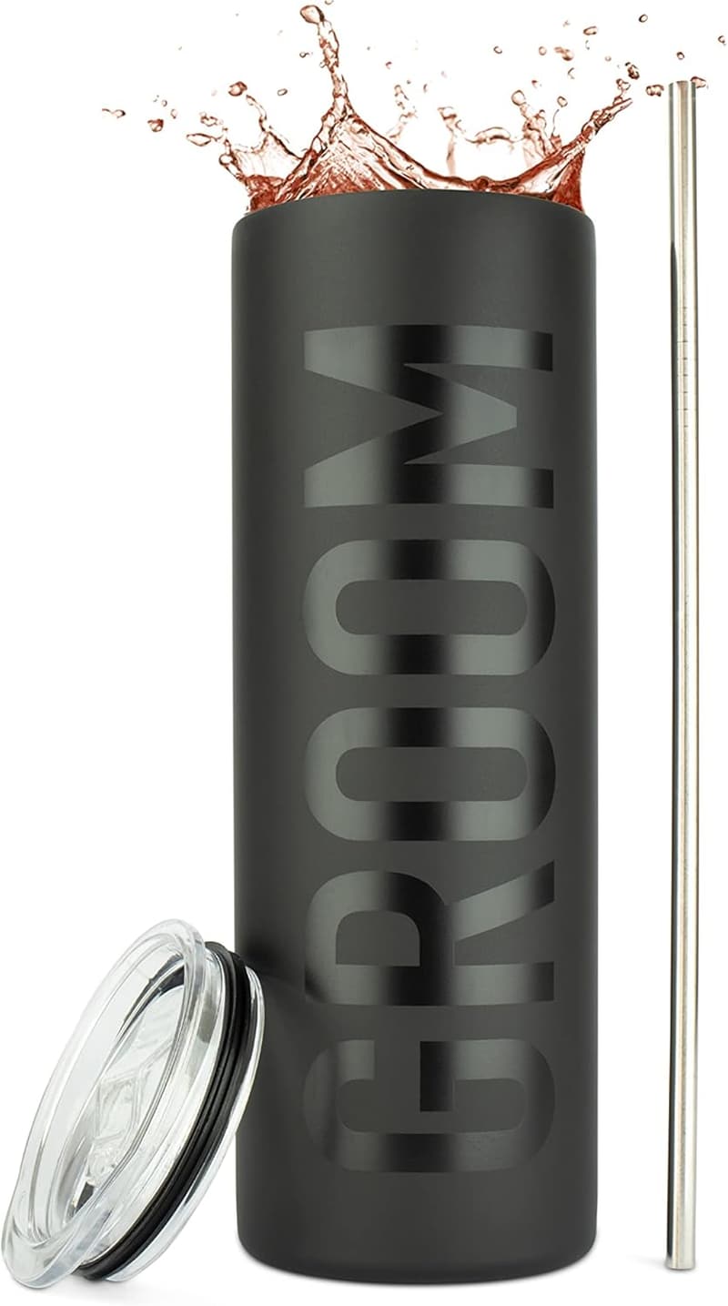 Valentine's Day Groomsman Gift - 20oz Matte Black Travel Tumbler